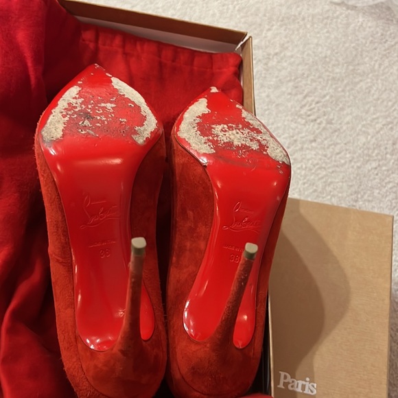 Pigalle Follies 100 Veau Velours Rouge size 8 - Picture 10 of 12